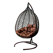  Кресло подвесное двойное Фиджи арт.J4123-MTКОР (стойка+осн.КОРИЧ.,корзн.корич.,подуш.корич.) max 150 кг 