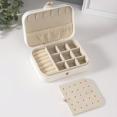  Шкатулка для украшений кожзам Стёганная. Ромбы белая 11х16х5 см 10524184 