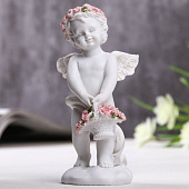 Фигурка Ангел с корзинкой розовых роз, 10х3,5х5 см, полистоун, 1541453 Фигурка Ангел с корзинкой розовых роз, 10х3,5х5 см, полистоун, 1541453