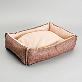  Лежанка под замшу с двусторонней подушкой,  54 х 42х11 см, микс цветов  1802602 
