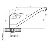  Смеситель д/кухни Omega d40 (24см) крепление под 2 шпил длин.нос H-3301 Санакс 