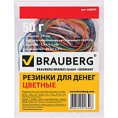  Банковская резинка BRAUBERG натур. каучук!, цветные, 50 г, 90шт. ± 5%, 440035   1930007 