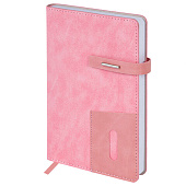  Ежедневник недатированный А5 138х213мм BRAUBERG Cowboy, под кожу, застёжка, 160л, розовый, 116199 