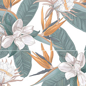  Панно 40,2х50,5 (2пл) CALACATTA IVORI STRELITZIA арт.00-00000702 /Азори 