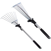  Грабли веерные малые раздвижные 9 зубьев, телескоп 730мм ДоброСад 714-075 