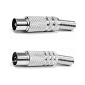  Комплект TV-разъемов №6 (2шт) - Антенный штекер с защитой (металл) - 1 шт., антенное гнездо с защитой (металл) - 1 шт. 