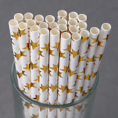  Трубочки для коктейля "Золотые звезды" набор 25 шт.   9686276 