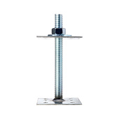 Анкер регулировочный по высоте 120х120х3,0 мм со шпилькой М20 Н=200 мм, цинк Анкер регулировочный по высоте 120х120х3,0 мм со шпилькой М20 Н=200 мм, цинк