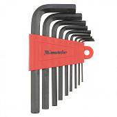  Набор ключей имбусовых HEX, 1,5–10 мм, CrV, 9 шт., оксидированные, короткие,// Matrix 