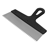 Шпатель зубчатый 250мм, зуб 4х4мм, пластмассовая ручка, нержавеющая сталь Шпатель зубчатый 250мм, зуб 4х4мм, пластмассовая ручка, нержавеющая сталь