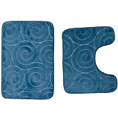Набор ковриков для ванны и туалета 40х60 и 40х50 Спирали синие 14730 Набор ковриков для ванны и туалета 40х60 и 40х50 Спирали синие 14730