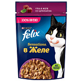 Влажный корм FELIX Sensations Утка, Шпинат, желе 75г