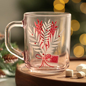 Кружка новогодняя стеклянная «Веточки», 200 мл 9686000 Кружка новогодняя стеклянная «Веточки», 200 мл 9686000