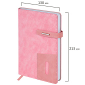 Ежедневник недатированный А5 138х213мм BRAUBERG Cowboy, под кожу, застёжка, 160л, розовый, 116199 Ежедневник недатированный А5 138х213мм BRAUBERG Cowboy, под кожу, застёжка, 160л, розовый, 116199
