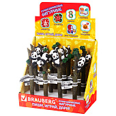  Ручка фигурная "ПАНДЫ" СИНЯЯ, 4 дизайна ассорти, 0,5мм, дисплей, BRAUBERG, 142767 