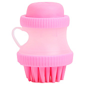  Щётка для мытья и массажа животных, с емкостью для шампуня, розовая   7068517 