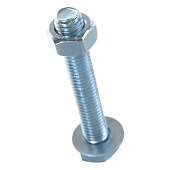  Болт М8х50 с гайкой и шайбой, DIN933, 4шт, цинк 