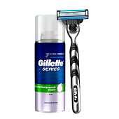  Подарочный набор GILLETTE MACH3 Бритва с 1 сменной кассетой+GILLETTE Пена для бритья Regular (классическая) 200мл 
