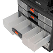 Ящик для инструмента с выдвижными лотками 310х150х260мм, 4 секции, пластик Stels Ящик для инструмента с выдвижными лотками 310х150х260мм, 4 секции, пластик Stels