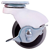  Опора колесная повор.на площ.со стоп. 50мм пласт/резин (матовый белый 1 шт)(40кг) 