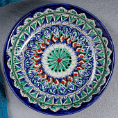 Тарелка Риштанская Керамика Узоры синяя 20 см 2870536 Тарелка Риштанская Керамика Узоры синяя 20 см 2870536