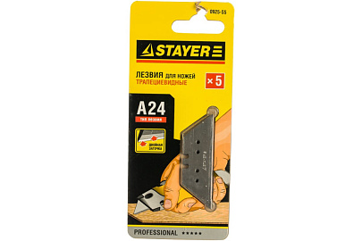  STAYER PROFESSIONAL A24 трапециевидные лезвия, 5 шт 