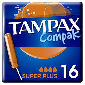 Тампоны TAMPAX Compak женские гигиенические с аппл. Super Plus Duo 16шт