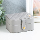  Шкатулка для украшений Стёганая матовая, 12х10х6,3 см, кожзам, серая, 9743489 