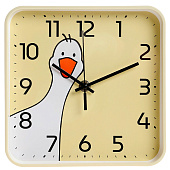 Часы настенные квадрат 19х19см, корпус желтый, "Гусь" Часы настенные квадрат 19х19см, корпус желтый, "Гусь"