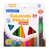  Карандаши цветные 24цв Brauberg Premium, + 2 чернографитных карандаша, трехгранные, 181937 