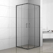  Душевое ограждение 100х100х195 квадратное 2 раздвижные двери без поддона стекло 6мм графит G8037 ODA 