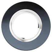  Светильник точечный встраиваемый под лампу GU5.3 DK7 50Вт круг стекло хром/черный MR16 (d90/монтажн d65) /ЭРА 