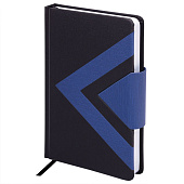  Ежедневник А5 недатированный 138x213мм BRAUBERG Waves под кожу, застежка, 160л, чёрный-синий, 114453 