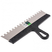 Шпатель зубчатый 350мм, зуб 10х10мм, пластмассовая ручка, нержавеющая сталь Шпатель зубчатый 350мм, зуб 10х10мм, пластмассовая ручка, нержавеющая сталь