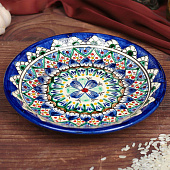  Тарелка Риштанская Керамика "Цветы", синяя, 15 см 2870518 