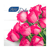 Салфетки бумажные Pero Deluxe 3 слоя 33х33 Розы 20 штук Арт.2302