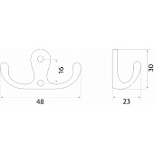 Крючок мебельный Двойной малый серебро, 302032 