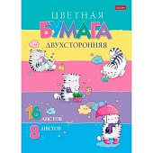  Бумага цветная А4 ДВУХСТОРОННЯЯ 16л/8цв. Приключения кота Пирожка (50) /16Бц4_23690Хат/ 