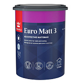 Краска интерьерная абсолютно матовая Tikkurila EURO 3 База А 0.9л Краска интерьерная абсолютно матовая Tikkurila EURO 3 База А 0.9л