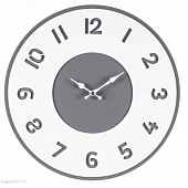  Часы настенные из МДФ корпус серый+белый d=35 Классика 