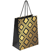 Пакет Золотая сказка Gold Luxury, 17,8x9,8x22,9 см, чёрный, 608248 