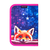  Пенал Brauberg, 1 отделение, 2 откидные планки, полиэстер, 21х14 см, Cute fox, 272318 