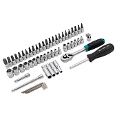 Набор инструментов, 57 предм., 1/4", CrV, пластиковый кейс Stels 14101 Набор инструментов, 57 предм., 1/4", CrV, пластиковый кейс Stels 14101