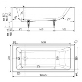 Ванна чугунная Оптима 160х70х3 без ножек Универсал Ванна чугунная Оптима 160х70х3 без ножек Универсал