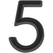 Номер дверной "5" черный, пластик, 50мм, FUARO