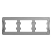 Рамка для розеток и выключателей, 3 поста, цвет алюминий, SE Glossa Рамка для розеток и выключателей, 3 поста, цвет алюминий, SE Glossa