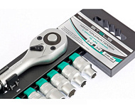 Набор торцевых головок 3/8" 7-22мм, 11 предм., Stels 14126 CrV,с трещоткой Набор торцевых головок 3/8" 7-22мм, 11 предм., Stels 14126 CrV,с трещоткой