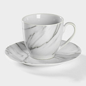 Чайная пара керамическая Доляна «Мрамор», серый, 4980301 Чайная пара керамическая Доляна «Мрамор», серый, 4980301