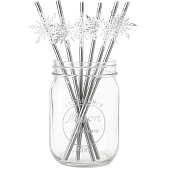 Трубочки для коктейлей одноразовые «Снежинки», уголки, в наборе 6 штук, серебро Трубочки для коктейлей одноразовые «Снежинки», уголки, в наборе 6 штук, серебро