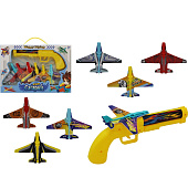  Игрушка Пистолет (катапульта) с летающими самолетами 6 шт 